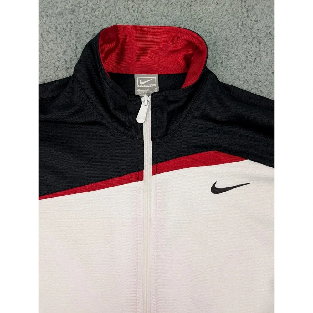 Nike Full Zip Track Jacket Mens M White/Red/Black Colorblock Retro Athletic Y2K